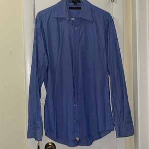 Mens pin stripe. Blue shirt. Size medium.